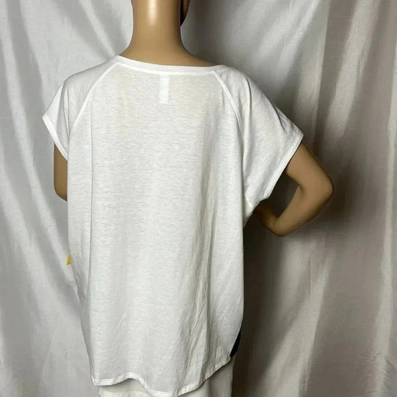 LOLE BEV TOP , graphic tee shirt , boxy , short raglan sleeves, hi low ,abstract - Picture 5 of 14